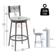 thumbnail image 2 of Set of 2 Swivel Bar Stools, 36inch Counter Height Bar Chairs with Metal Frame, Rustic Hand Woven Paper Rope Dining Chairs with Back and Footrest for Kitchen Counter Dining Room, 2 of 7