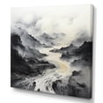 thumbnail image 2 of Designart "Monochrome Mountain Stream Mystery I" Landscape River Cave Canvas Prints, 2 of 7