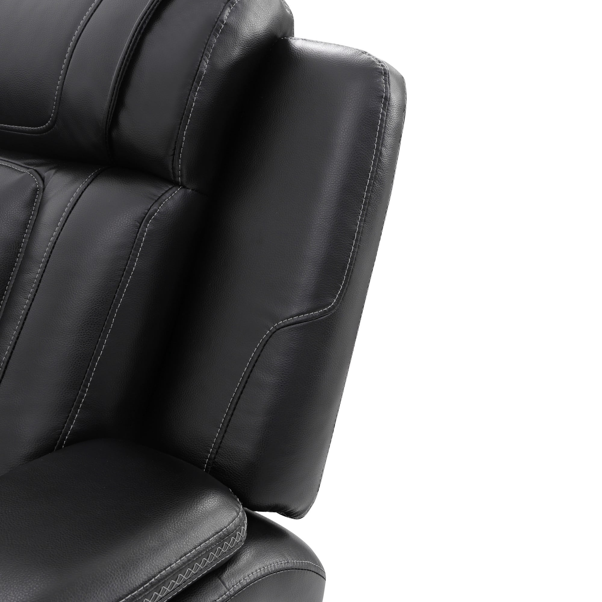 Gewnee 3‑Seater Power Recliner Sofa, Air Leather, USB & Type‑C Wireless Charging, Armrest Storage, Flip‑Up Tea Table, LED Light, Home Theater Seating for Living Room，Black