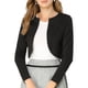 thumbnail image 1 of Cárdigan ligero de punto con cuello redondo y mangas largas para mujer, bolero recortado, 3XL, negro, 1 of 7
