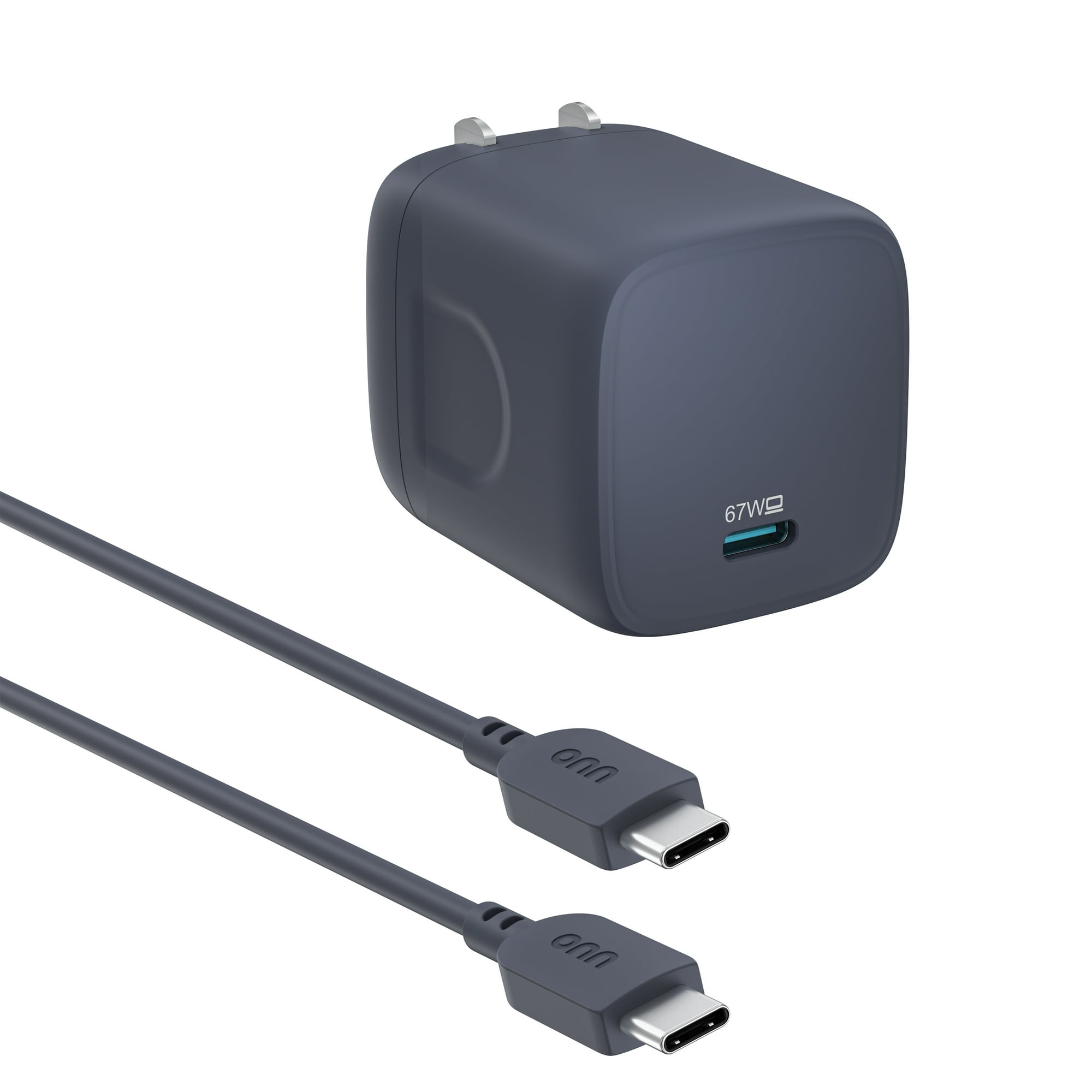 onn 67W USB-C Wall Charger Game Charging Kit for Nintendo Switch 2, OLED, Lite - Gray