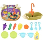 Miuline Kitchen Sink Toy,Early Educational Automatic Water Cycle System Toys Battery Operated Kitchen Toy Playset For Kids Gift