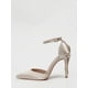thumbnail image 3 of opean And American Style Luxurious & Women's Shoes, Stiletto High Heels With Metal Flower Decoration, Pointed Toe Satin Ankle Strap Sandals, L, 3 of 4