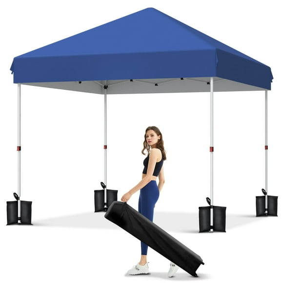 Garvee 10 x 10 ft Pop-up Canopy, One Button Push Setup, Heavy Duty, Portable Roller Bag, Blue