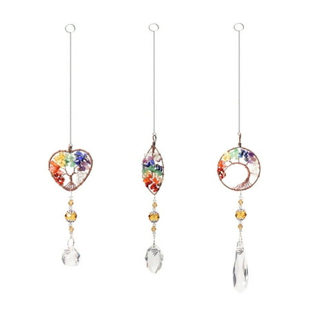 

3 PCS Crystal Suncatcher Pendant Handmade Hanging Rainbow Color Lucky Energy Stone Prism Ornament for Car Bag Window New