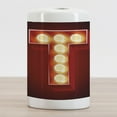 thumbnail image 2 of Letter T Ceramic Toothbrush Holder, Cinema Circus Club Theme Old Fashioned Show Business Inspired Typography, Decorative Versatile Countertop for Bathroom, 4.5" X 2.7", Ruby Yellow Black, 2 of 4
