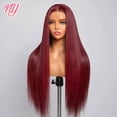 thumbnail image 1 of Peluca de cabello humano ondulado, postizo de encaje Frontal transparente HD de 13x4, 32, 34 pulgadas, color rojo, 5x5, 99J, 1 of 4