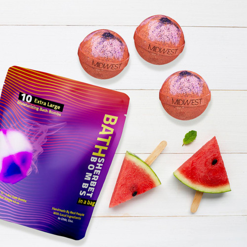 Sweet Watermelon Luxury Bath Bombs -Set of 10 - Extra Large - 4.5oz