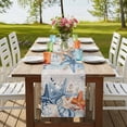 thumbnail image 4 of Table Runners 72 Inches Long Dress Scarves, Blue Coastal Farmhouse Kitchen/Dining Table Runner, Coffee Tablerunners, Summer Beach Starfish Weeping Eucalyptus Vintage 16x72 Inch, 4 of 9
