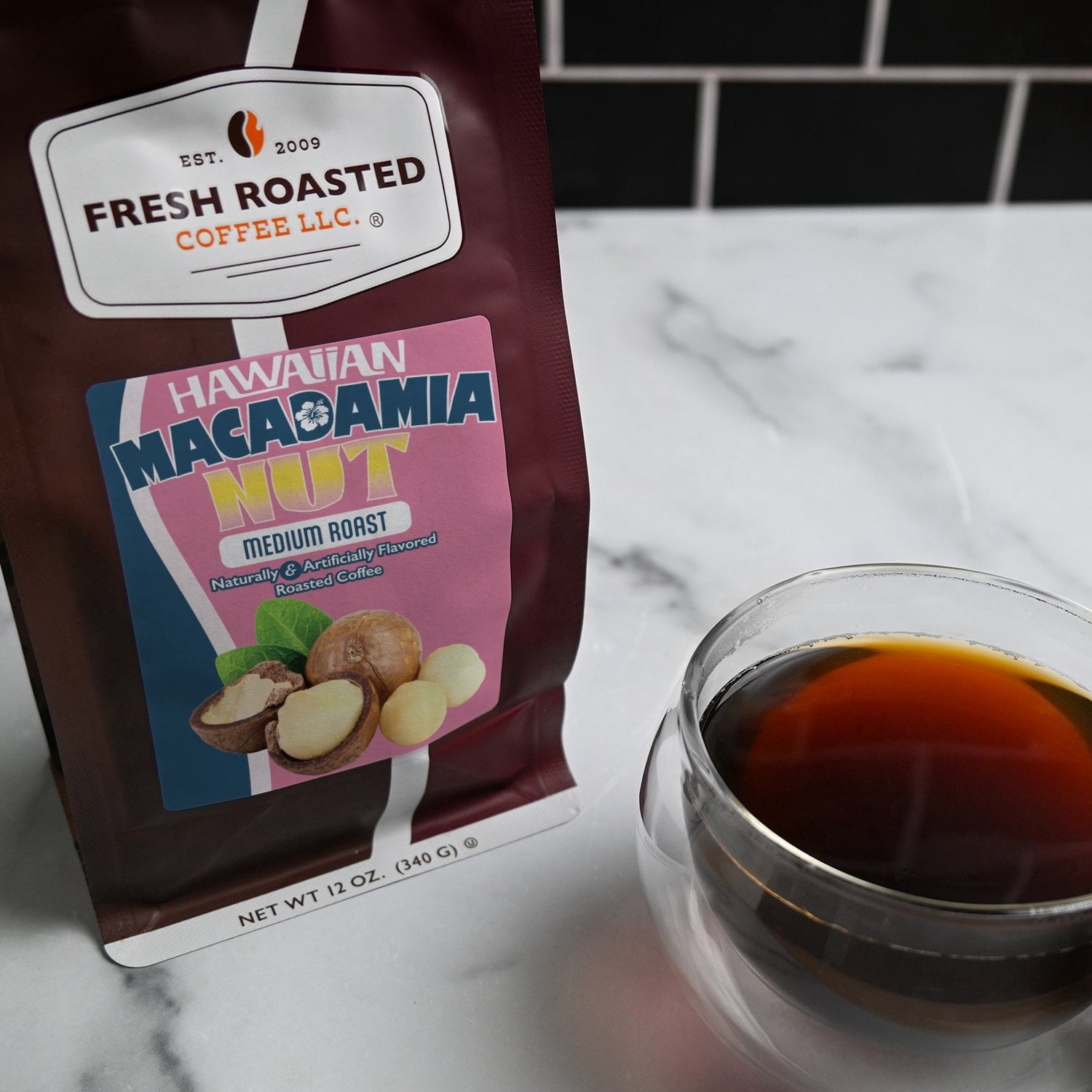 Fresh Roasted Coffee, Hawaiian Macadamia Nut Flavored Coffee  Whole Bean, 80 oz 5 lbs