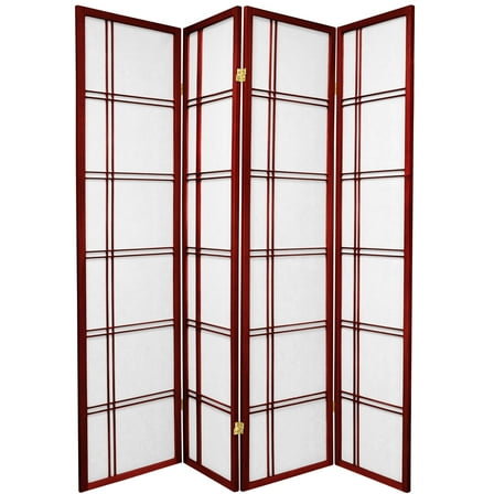 6 ft. Tall Double Cross Shoji Screen - Rosewood - 4 Panels