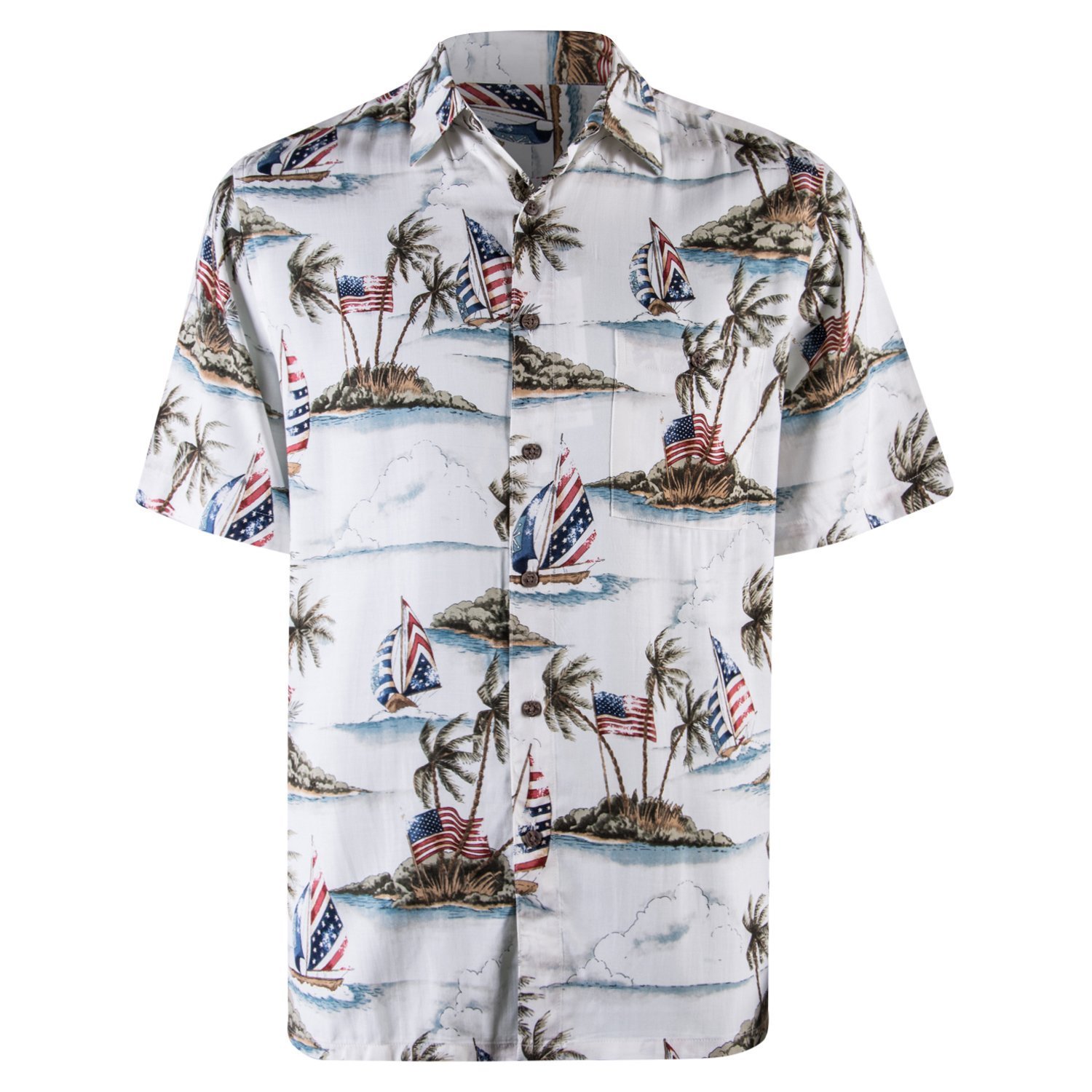 Campia Men's Rayon Print Shirt (Natural 