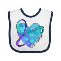 Inktastic Suicide Prevention Awareness Purple and Teal Heart Ribbon Boys or Girls Baby Bib