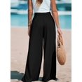thumbnail image 6 of Women Wide Leg Pants High Waisted Trousers Linen Lounge Beach Cover Ups Flowy Pants Black XXL, 6 of 7