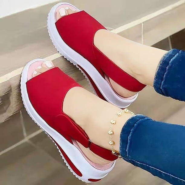 Zapatos de mujer Moda Color sólido Minimalista Boca de pescado Sandalias de cuña de fondo grueso Zapatillas Chanclas Wmkox8yii nm6080