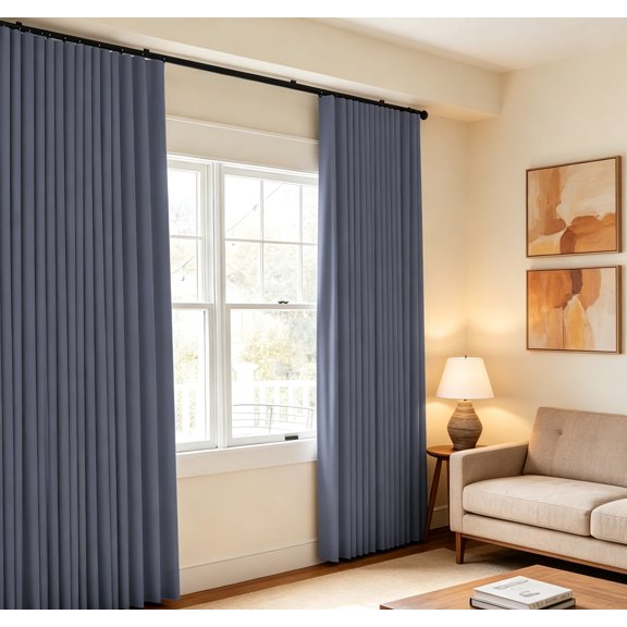 Room Divider Blackout Curtains with Flexible Sliding Ceiling Track Set Ceiling Mount Privacy Divider, Grey Drape & Black Track, W180" x H96", 1 Panel, for Bedroom & Living Room