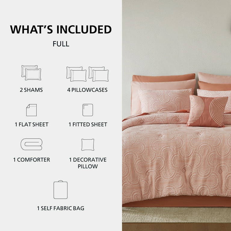Free Shipping! Mainstays Pink Arch 11-Piece Bed in a Bag Comforter