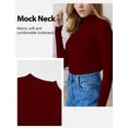 thumbnail image 4 of FEOYA Knit Sweater Slim Fit Women's Ribbed Pullover Top Mock Neck Ladies Basic Sweater Half Turtleneck for Winter Fall Burgundy, 4 of 7