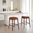 thumbnail image 2 of CQSXDA Backless Brown Faux Leather Bar Stools Set of 2 with Padded Seats and Footrest for Dining Counter Use, 2 of 16