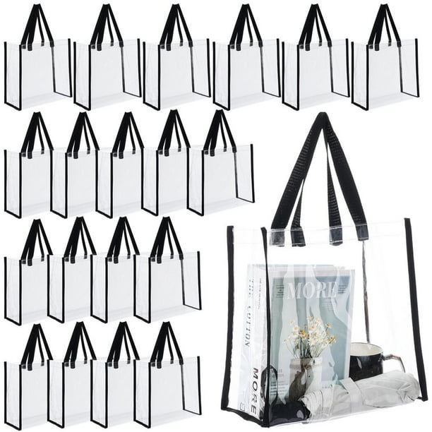 20 bolsas de mano transparentes bolsas de compras de plastico PVC bolsas de articulos esenciales diarios con asas para actividades al aire libre 11 8 x 5 9 x 11 8 pulgadas Walmart en linea