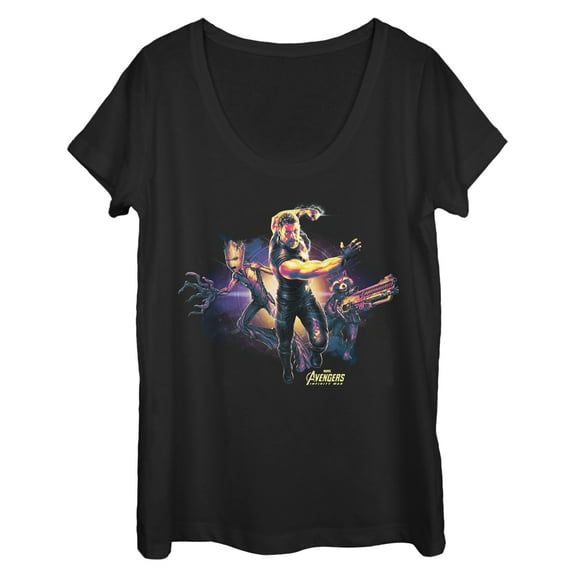Women's Marvel Avengers: Infinity War Thor Trio Scoop Neck Black Small