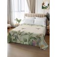 thumbnail image 2 of Twin Flat Sheet 66"x96", Hummingbird Soft Lightweight Bedding Flat Sheets Only, Sage Green Botanical Leaf Vintage Botanical Brushed Microfiber Top Bed Sheet, Breathable StainResistant Bedsheets, 2 of 9