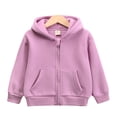 thumbnail image 3 of GYRATEDREAM Baby Boys Girls Fall Winter Hooded Jacket Toddler Long Sleeve Zip Up Cotton Thick Hoodie Coat with Pockets Kids Warm Windpoof Outerwear Purple for 12M-10T, 3 of 8