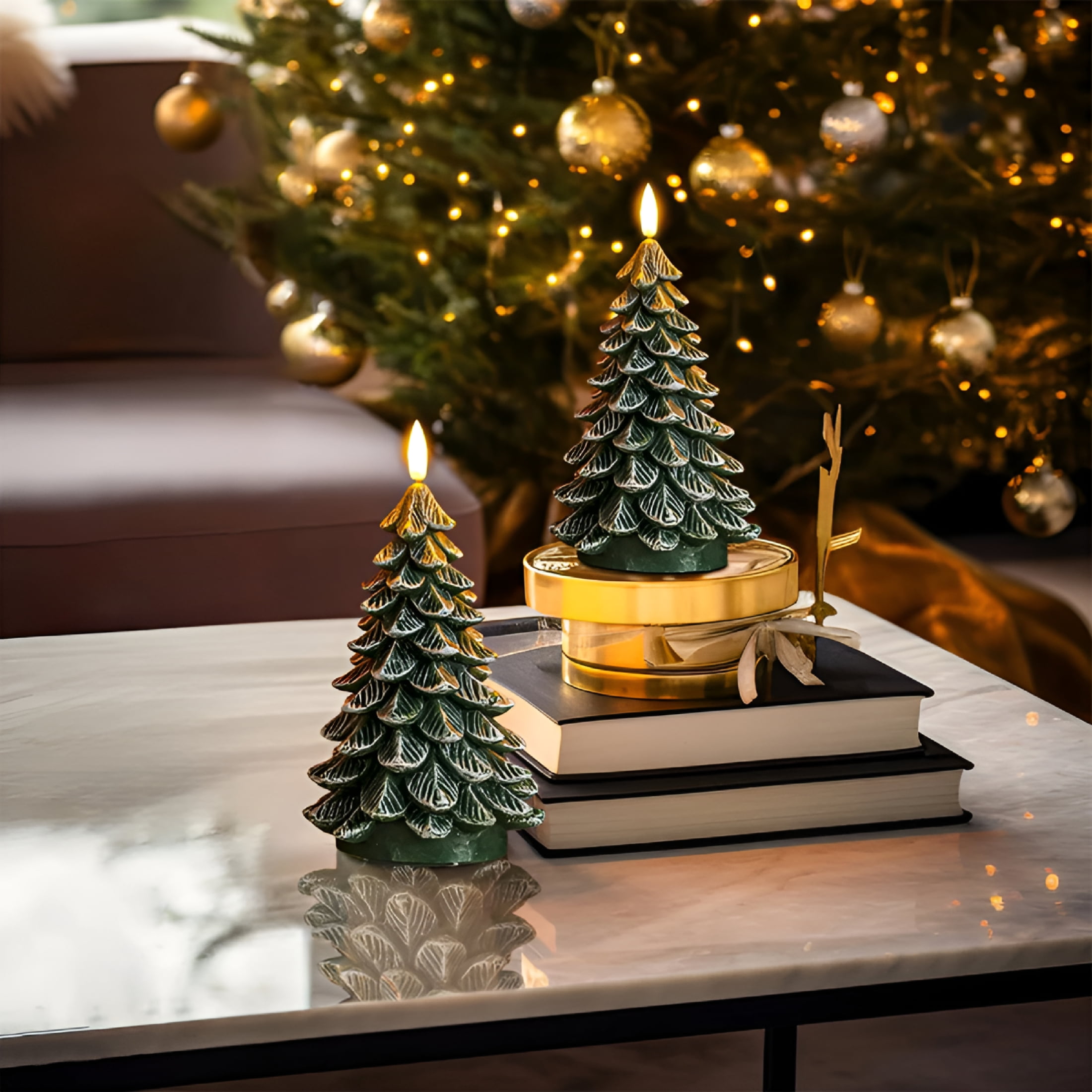 NEXIMO Pc Christmas Tree Candles with Hours TimerWaxy Led Flameless FlickeringGreen