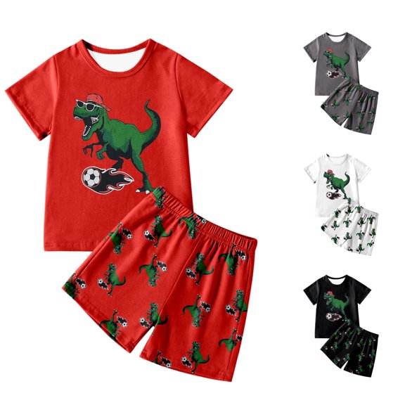 Boys Dinosaur Print T Shirt and Shorts Outfits Set for Casual Wear and Sports Boys Sweat Suits 7-8 6-7 Years