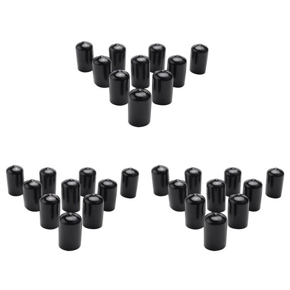 30Pcs Rubber End Caps 16mm ID PVC Round Tube Bolt Cap Cover Screw Thread Protectors Black