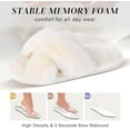 thumbnail image 2 of Women's Fuzzy Slippers Cross Band Open Toe Furry Spa Flat Fluffy Fuzzy Slip on House Shoes White 5-6, 2 of 6