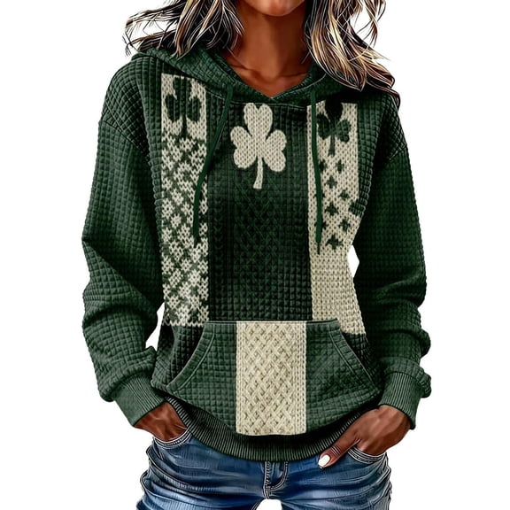 Women's St Patricks Day Sweatshirt Long Sleeve Crewneck Irish Shamrock Print Hoodie Plus Size Saint Patricks Shirt
