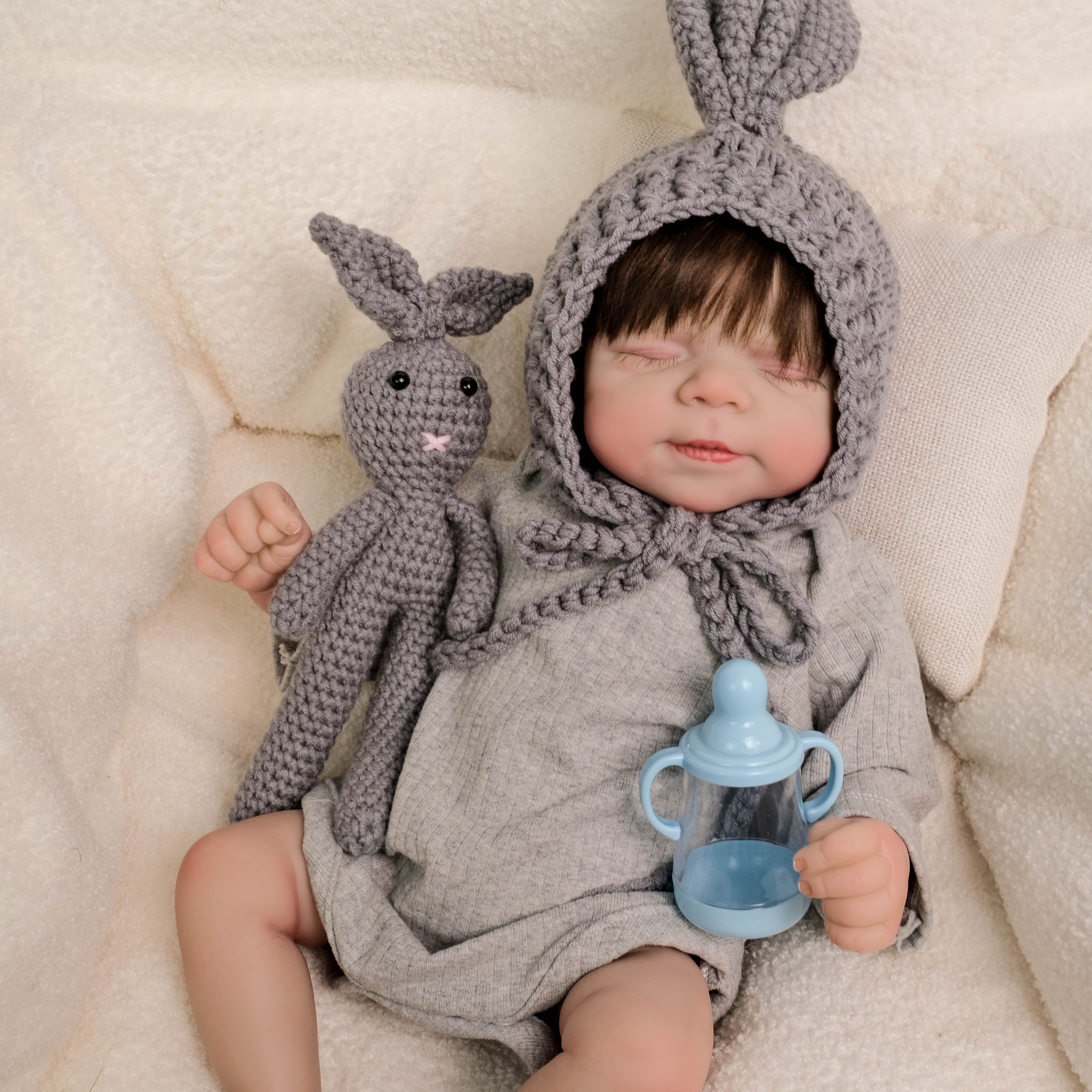 Reborn Baby Dolls 18 inch Lifelike Baby Dolls Real Newborn Dolls Cloth Body Poseable Limbs with Baby Doll Set and Feeding Toy for Kids Age 3+