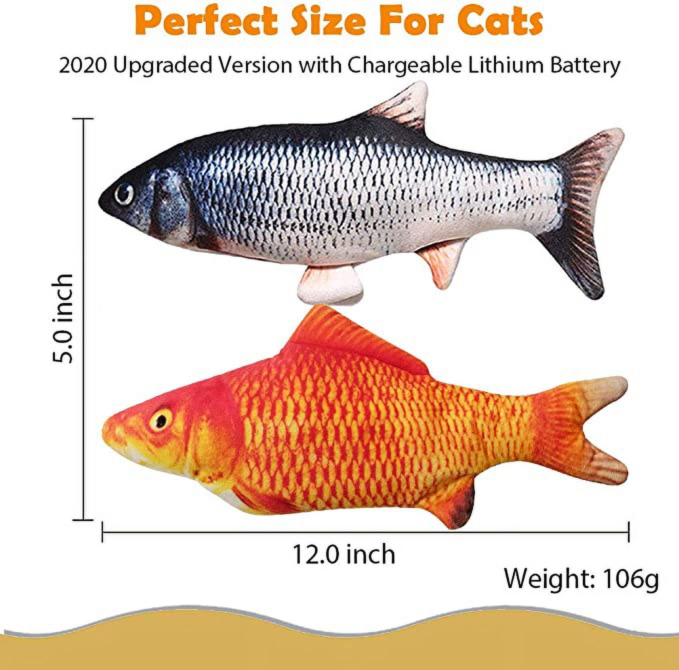 2 Pack Floppy Fish Cat Toy, Realistic Moving Flippity Fish Cat Toy Plush  Simulation Interactive Toys for Cats Pets Kitten Exercise 