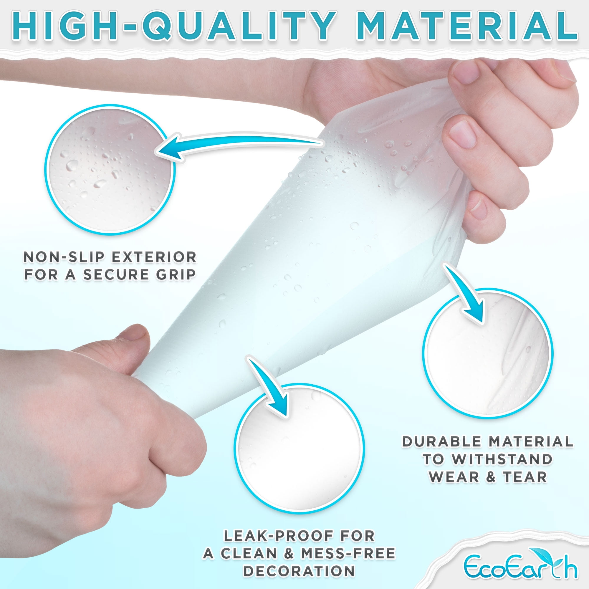 Disposable Piping Bags (12”, 100 Pack) for Decorating Cakes, Pastry Bags for Cupcakes & Cookies Frosting by EcoEarth
