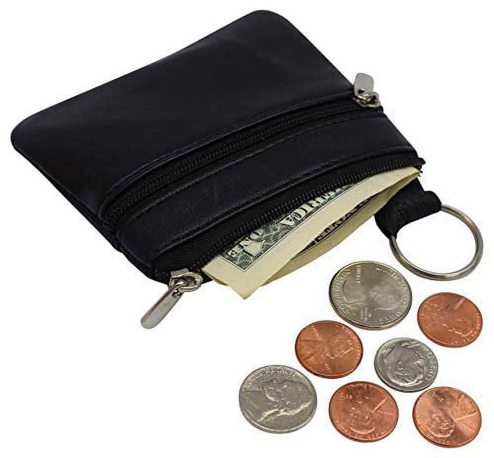 Marshal Wallet Genuine Leather Small Change Purse with Clasp Y970 , Women's, Black