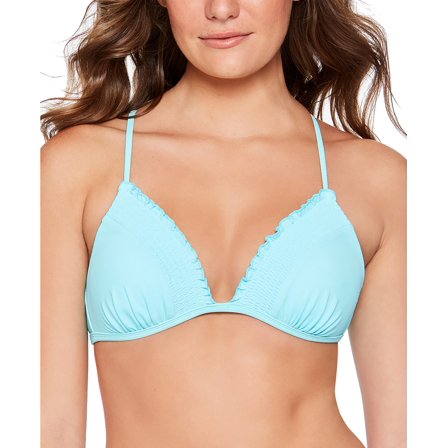 Salt   Cove SKY BLUE Juniors' Smocked Triangle Bikini Swim Top, US X-Large