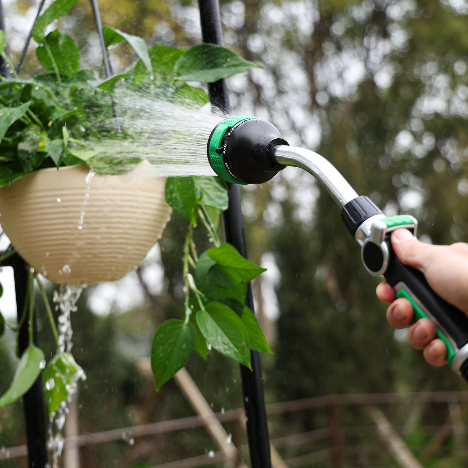 Restmo Heavy Duty Watering Wand, 9 Spray Patterns Water Hose Wand with Adjustable Spray Width & 2-Way Direction Control, High Pressure Hand Sprayer Nozzle for Plants, Lawn, Car Washing & Pet Washing