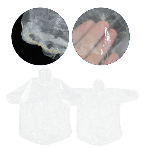 MLINS Transparent Disposable Rain Poncho for Adults with Elasticated Hood for Camping and Outdoor Use, Lightweight