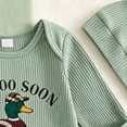 thumbnail image 5 of Splozh Baby Girl Newborn Clothes Baby Boy Long Sleeve Ribbed Romper with Knotted Hat Set Infant Jumpsuit Fall 2 Piece Outfit 0-18 Months Romper Baby,Green,0-3 Months, 5 of 7
