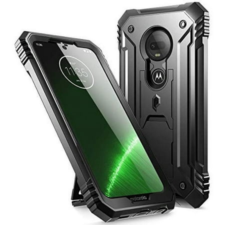 Poetic Full-Body Dual-Layer Shockproof Protective Cover, Built-in-Screen Protector, Revolution Series, Case for Motorola Moto G7 and Moto G7 Plus (2019), Black