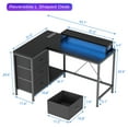 thumbnail image 3 of BeesClover L-Shaped Computer Desk with 4 Power Outlets, 2 USB Ports, 7-Color LED Lights, Removable Stand, Drawers & Bookshelf - Rustic Brown Corner Gaming & Home Office Desk, 3 of 7
