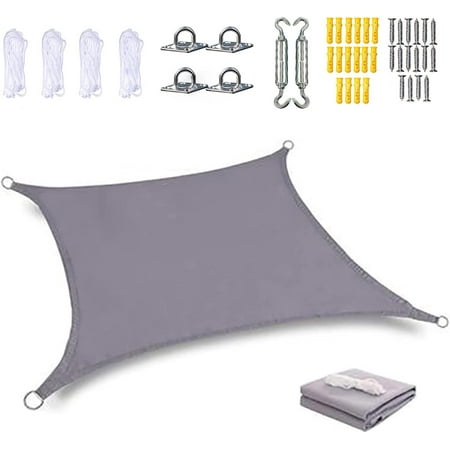 Sun Shade Sail Outdoor Waterproof Rectangular 2x2.5m Shade Sails Canopy UV Protection For Garden Patio Block With Rope Shade Sail Kit Creamy-white