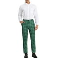 thumbnail image 2 of Unique Bargains Men's Checked Pattern Suit Pants Flat Front Plaid Dress Pants 36 Dark Green, 2 of 6