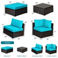 thumbnail image 3 of 6PCS Outdoor Patio Rattan Furniture Set Cushioned Sectional Sofa Turquoise, 3 of 10