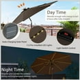 thumbnail image 5 of Spaco 10 Feet Patio Umbrella with 112 Solar Lights and Crank Handle-Coffee, Patio Offset Umbrella with Easy Tilt Adjustment, Outdoor Cantilever Hanging Umbrella, 5 of 8