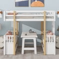 thumbnail image 3 of DSstyles Twin Size Loft Bed With 2 Seats Twin Size Bed Frame With Guardrail Ladder Storage Shelves For Teens Boys Girls No Box Spring Required, 3 of 9