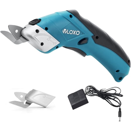 VLOXO Cordless Electric Scissors with 2 Blades Rechargeable Powerful Shears Cutting Tool Blue