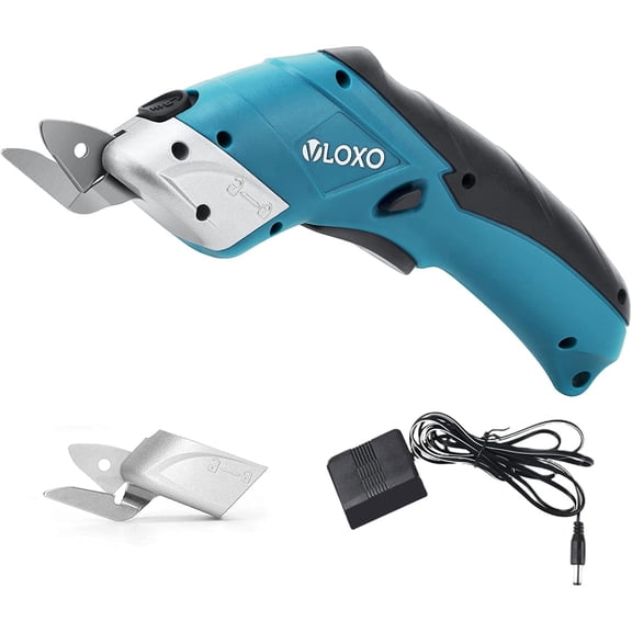 VLOXO Cordless Electric Scissors with 2 Blades Rechargeable Powerful Shears Cutting Tool Blue