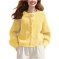 thumbnail image 4 of yardsong Women's Knit Cardigan Sweaters 2025 Fall Button Front Long Sleeve Cardigans Basic Solid Casual Loose Cropped Outwear Yellow,S, 4 of 9